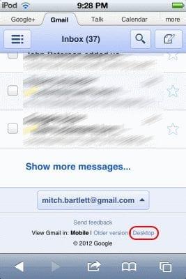 Mostra la versió completa de Gmail a l'iPad o l'iPhone