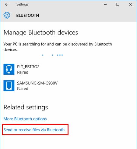Perkelkite failus iš „Android“ ir „Windows 10“ per „Bluetooth“.