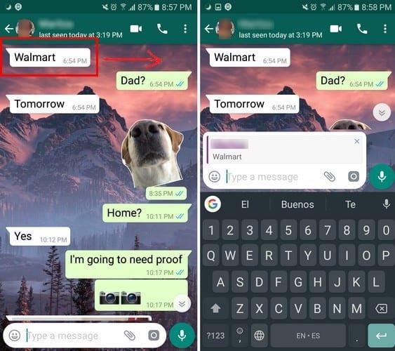 Whatsapp: Com respondre un missatge específic