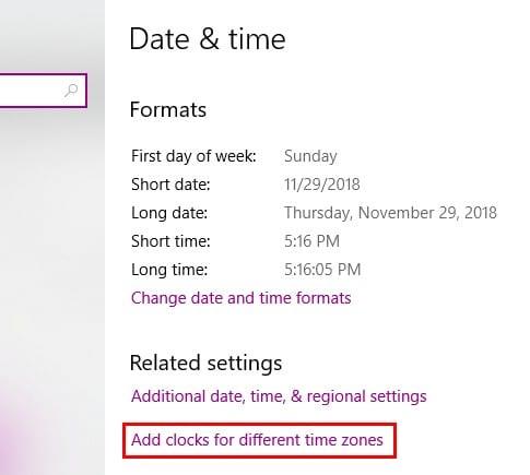 Како додати различите сатове временске зоне у Виндовс 10