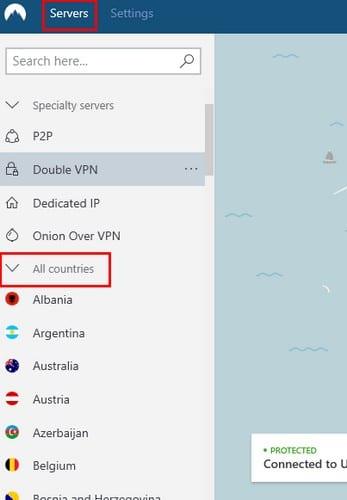 Canvi de servidors amb NordVPN