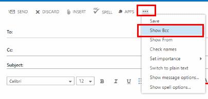 Outlook 2019/365: Pokaži polje BCC