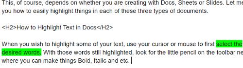 Како истакнути текст у Гоогле документима