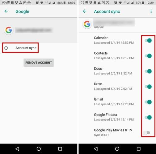 A Google Sync engedélyezése, letiltása és kezelése