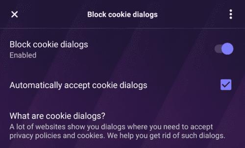 Opera Touch pre Android: Ako blokovať upozornenia na súbory cookie