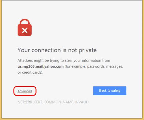 Chrome: Förbigå meddelandet "Din anslutning är inte privat".