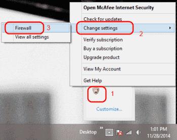 Permet l'accés al programa mitjançant McAfee Personal Firewall