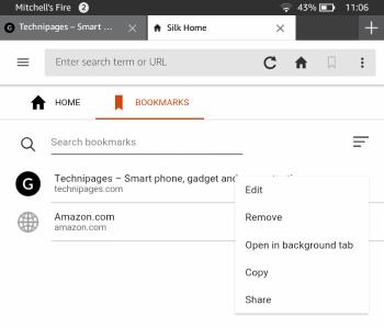 Kindle Fire: Pridať/Odstrániť záložky pre webové stránky