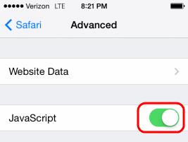 Увімкнути або вимкнути JavaScript в Safari для iPhone та iPad