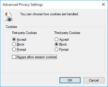 Aktivera eller inaktivera cookies i Internet Explorer 11