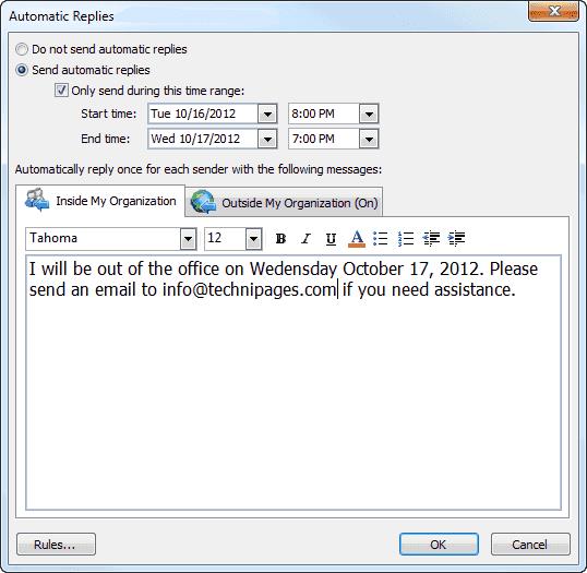Si të vendosni përgjigjen jashtë zyrës në Outlook