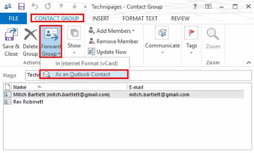 Outlook 2016 un 2013: kā nosūtīt kontaktpersonu sarakstu