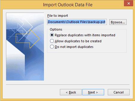 Outlook 2016: Zálohování/export a import dat