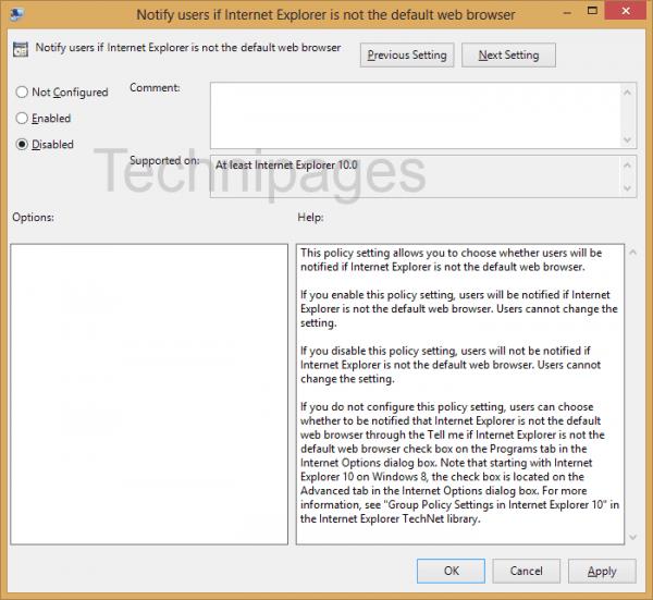 Slå av standard nettleserforespørsel i Windows 10