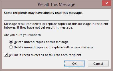 Recordeu el missatge de correu electrònic a l'Outlook 2019/2016