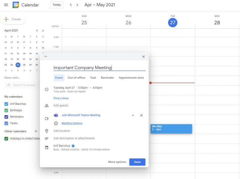 Slik planlegger du enkelt et Microsoft Teams-møte fra Google Kalender