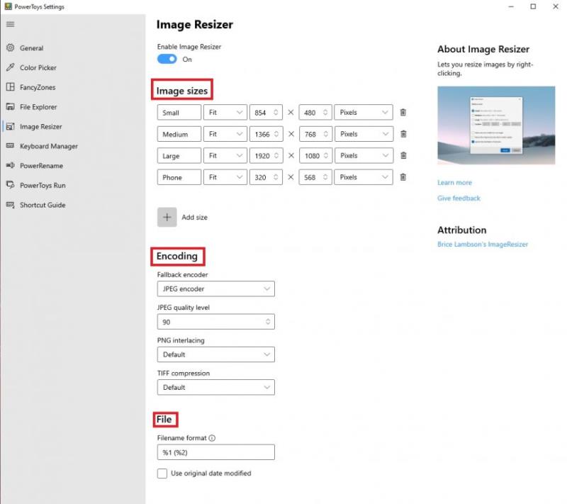 Com canviar la mida de les imatges fàcilment amb PowerToys a Windows 10 per estalviar temps