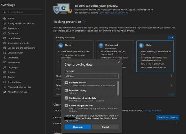 Kaip išvalyti „Bing“ paieškos ir „Microsoft Edge“ istoriją ir valdyti savo privatumą