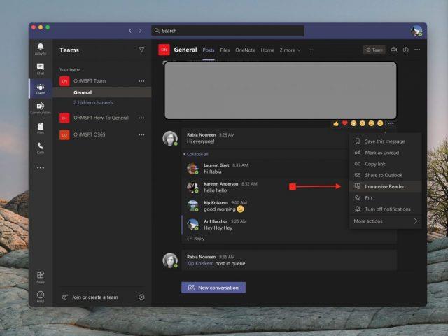 Kako koristiti Immersive Reader u Microsoftovim timovima za učenje i prevođenje jezika ili olakšavanje vidljivosti i slušanja poruka