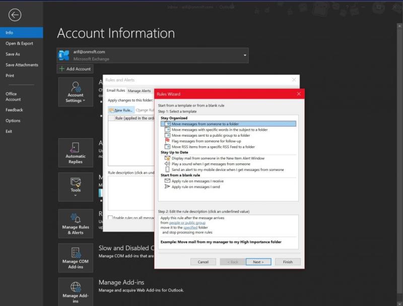 Windows 10 Outlookis reeglite seadistamine postkasti puhastamiseks ja korrastamiseks