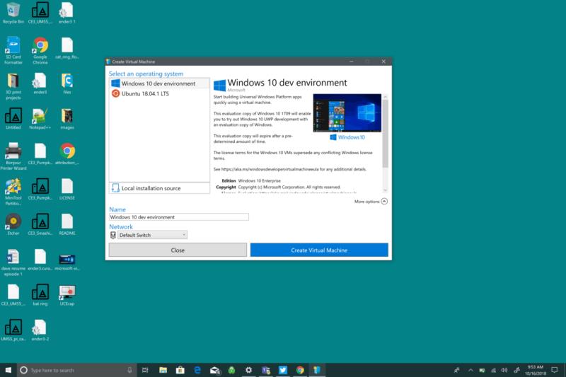 Kā instalēt virtuālo mašīnu operētājsistēmā Windows 10, izmantojot Hyper V, tagad vēl vienkāršāk, izmantojot Quick Create
