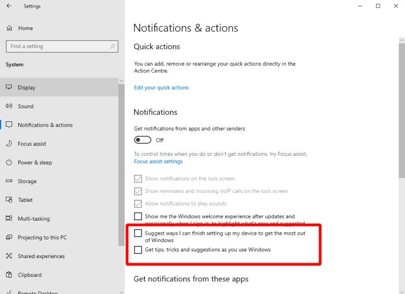 Kako zaustaviti Windows 10 da predlaže savjete i trikove u obavijestima