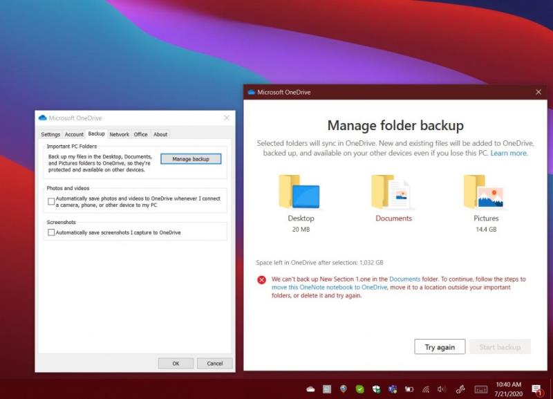 Els fitxers d'OneDrive Fetch s'estan tancant, aquí s'explica com utilitzar la còpia de seguretat de la carpeta de PC i Files on Demand