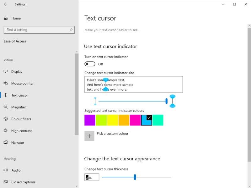 Kako prilagoditi kursor za unos teksta u sustavu Windows 10