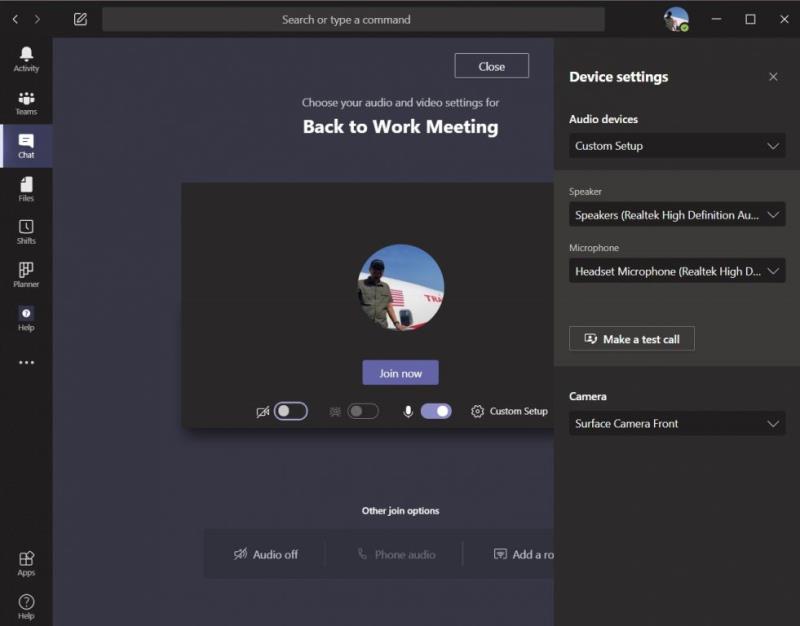 Si të krijoni një konfigurim të personalizuar video, altoparlanti dhe audio në Microsoft Teams