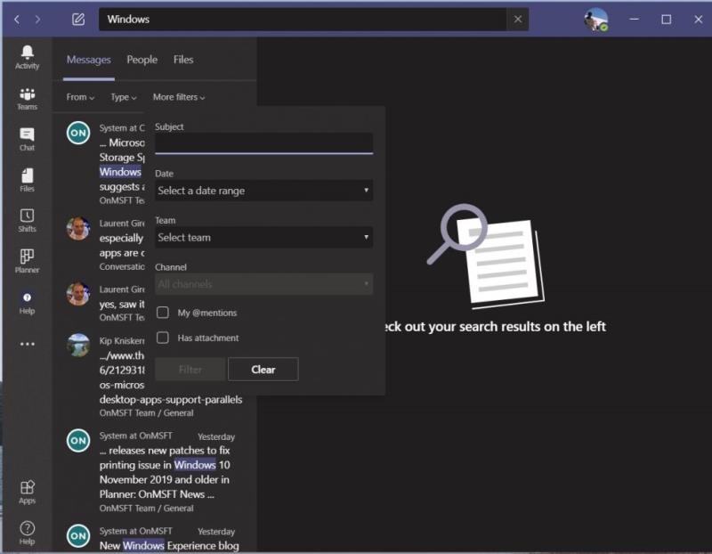 Ako používať filtre v Microsoft Teams na vyhľadanie správ a položiek, ktoré najviac potrebujete