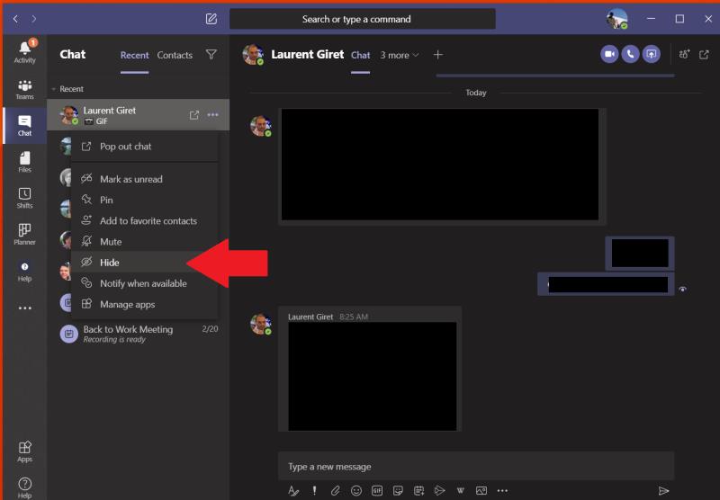 Jak odstranit chat v Microsoft Teams