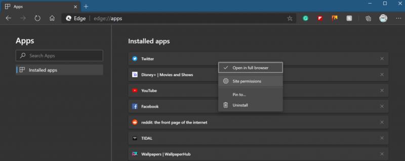 Kuidas installida PWA Windows 10-sse Microsoft Edge'i abil