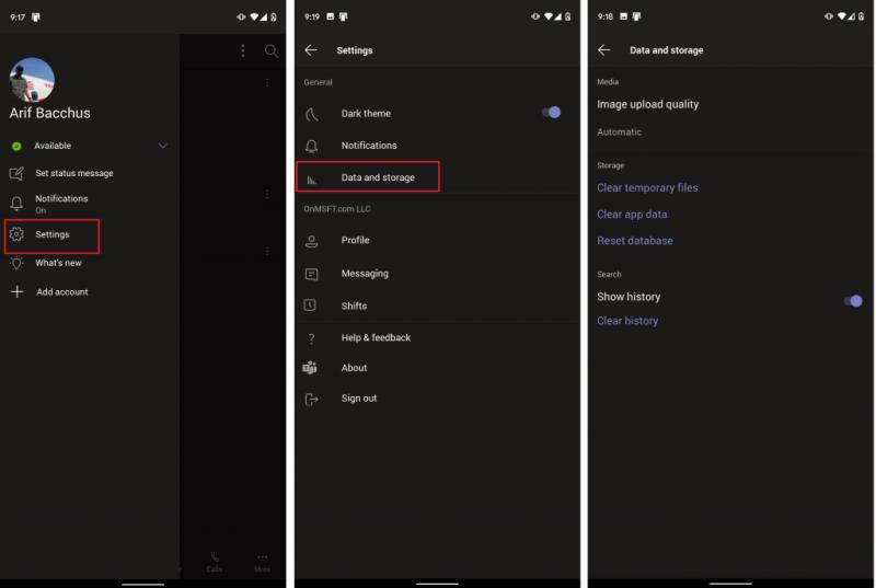 Ako spravovať svoje údaje/úložisko a vyčistiť Microsoft Teams na iOS, Android