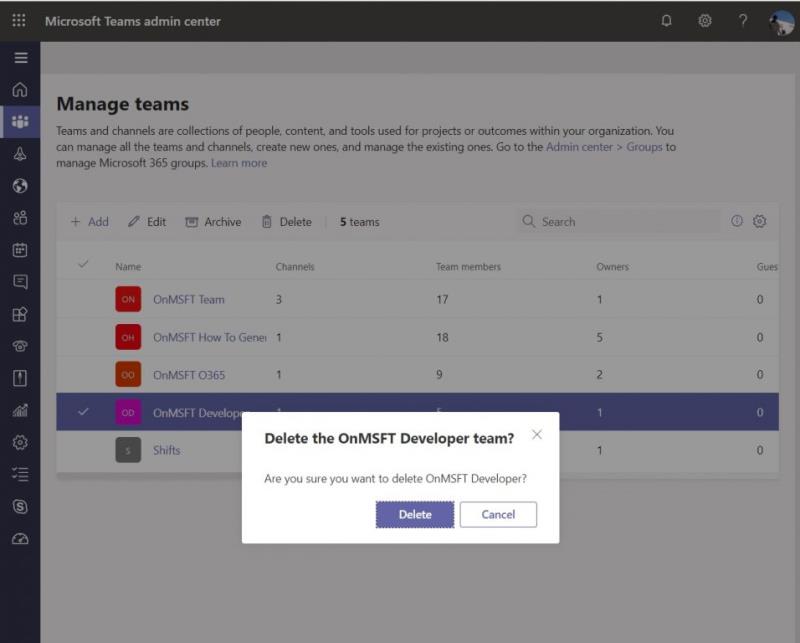 Jak odstranit nebo archivovat tým v Microsoft Teams