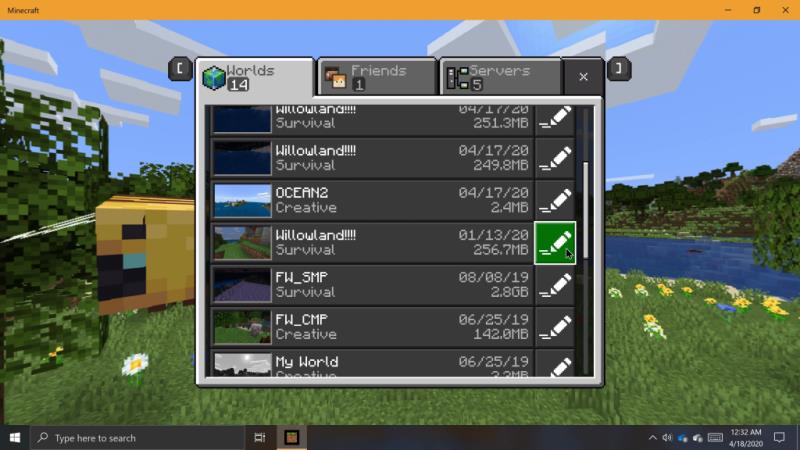 Kuinka varmuuskopioida ja tuoda maailmoja Minecraftissa Windows 10:ssä