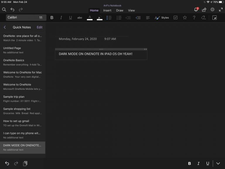 Tumman tilan ottaminen käyttöön OneNotessa Macissa, Windowsissa, iOS:ssä ja Androidissa