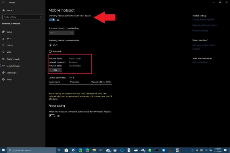 Jak používat počítač se systémem Windows 10 jako mobilní hotspot