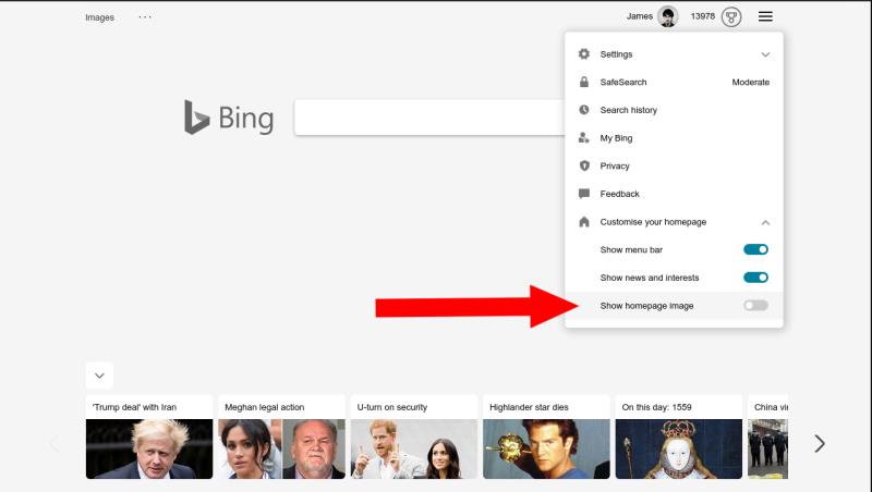 Hogyan lehet elrejteni a nap Bing-fotóját