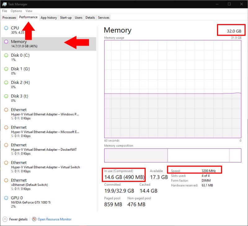 Kaip patikrinti RAM dydį ir greitį sistemoje „Windows 10“.