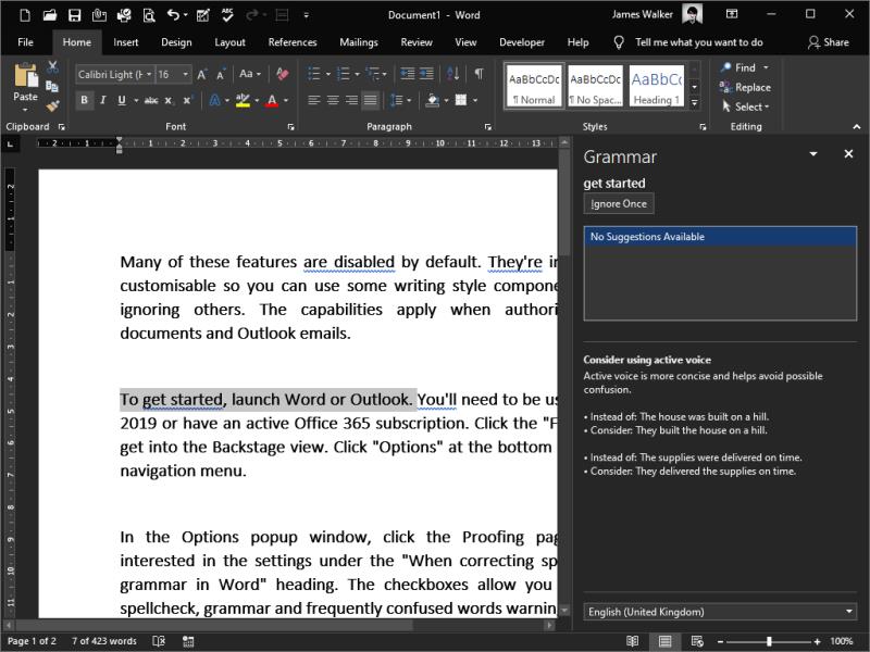 Kuidas lubada Microsoft Wordis kirjutamisstiili abi