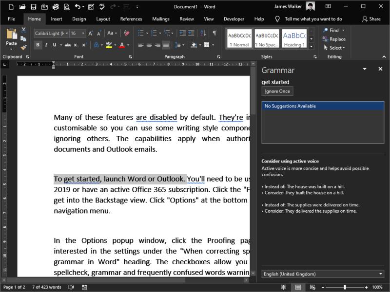 Hvernig á að virkja aðstoð við ritstíl í Microsoft Word