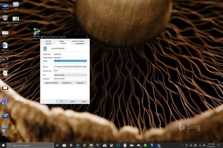 Com habilitar el nou menú d'extensions a Edge Insider Dev