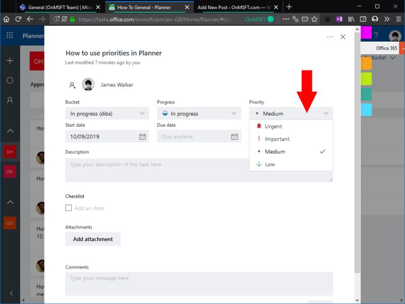 Як використовувати пріоритети в Microsoft Planner