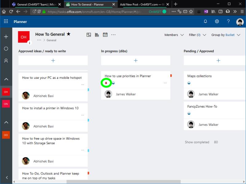 Hvordan bruke prioriteringer i Microsoft Planner