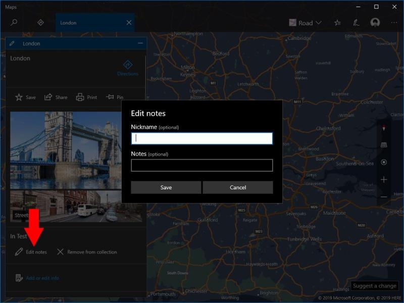 Kā izveidot vietu kolekciju programmā Windows Maps