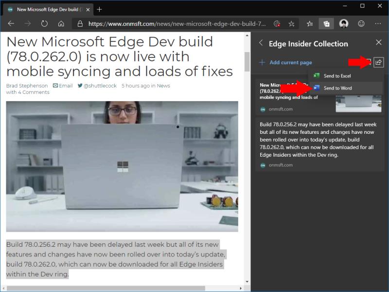 Kokoelmien käyttäminen Microsoft Edge Insiderissä
