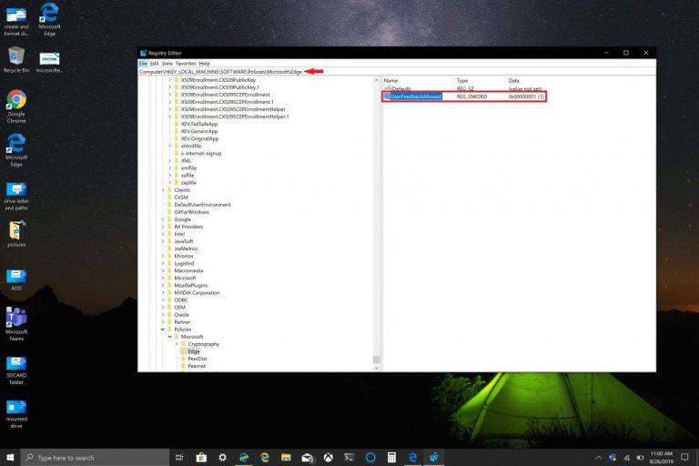 Kaip pašalinti „Smiley Face“ grįžtamojo ryšio mygtuką „Microsoft Edge“ beta, kūrėjo ir „Canary“ versijose