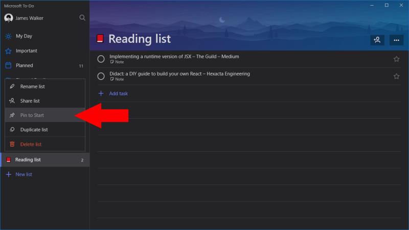 Jak zobrazit seznamy úkolů Microsoft v nabídce Start systému Windows 10