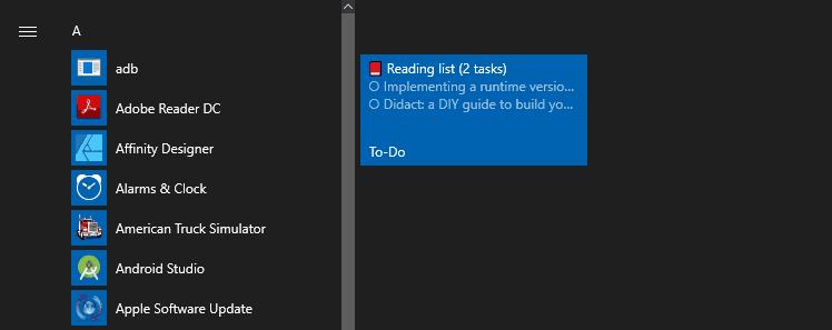 Jak zobrazit seznamy úkolů Microsoft v nabídce Start systému Windows 10