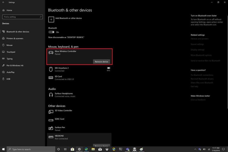 Slik sjekker du batterinivået til Xbox One-kontrolleren på Windows 10